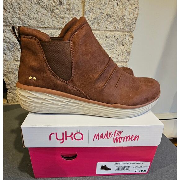 Ryka Wedge Ankle Boots Niah Animal Banana Bread, Water Repellant, Sz 8.5W, NEW - Picture 1 of 4